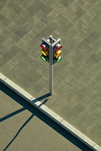Geometric Aerial Minimalism style reference image — stark color accents