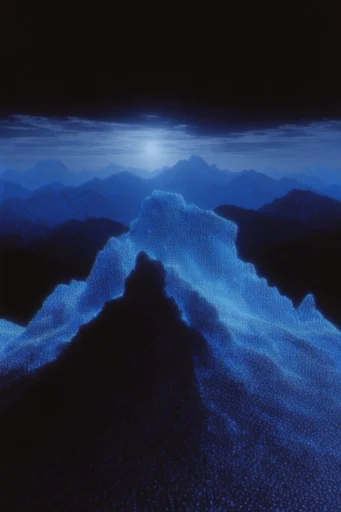 Spectral Digital Lume style reference image — bioluminescent point cloud