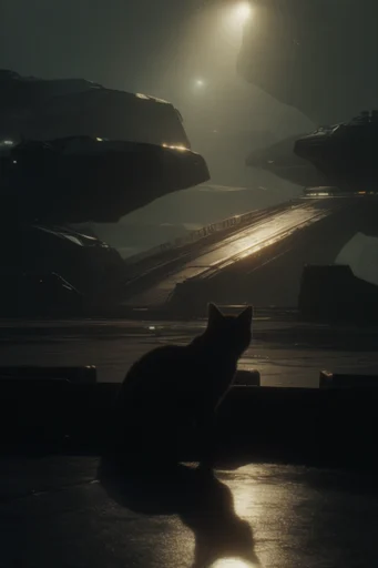 Atmospheric Industrial Dystopia style reference image — chiaroscuro shadows
