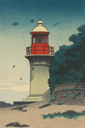Ethereal Shin-Hanga Revival style reference image — clean black outlines