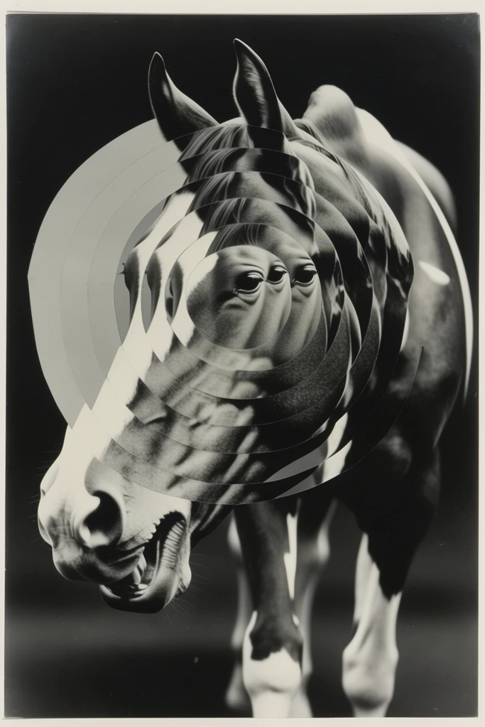 Monochrome Geometric Surrealism style AI image example 3