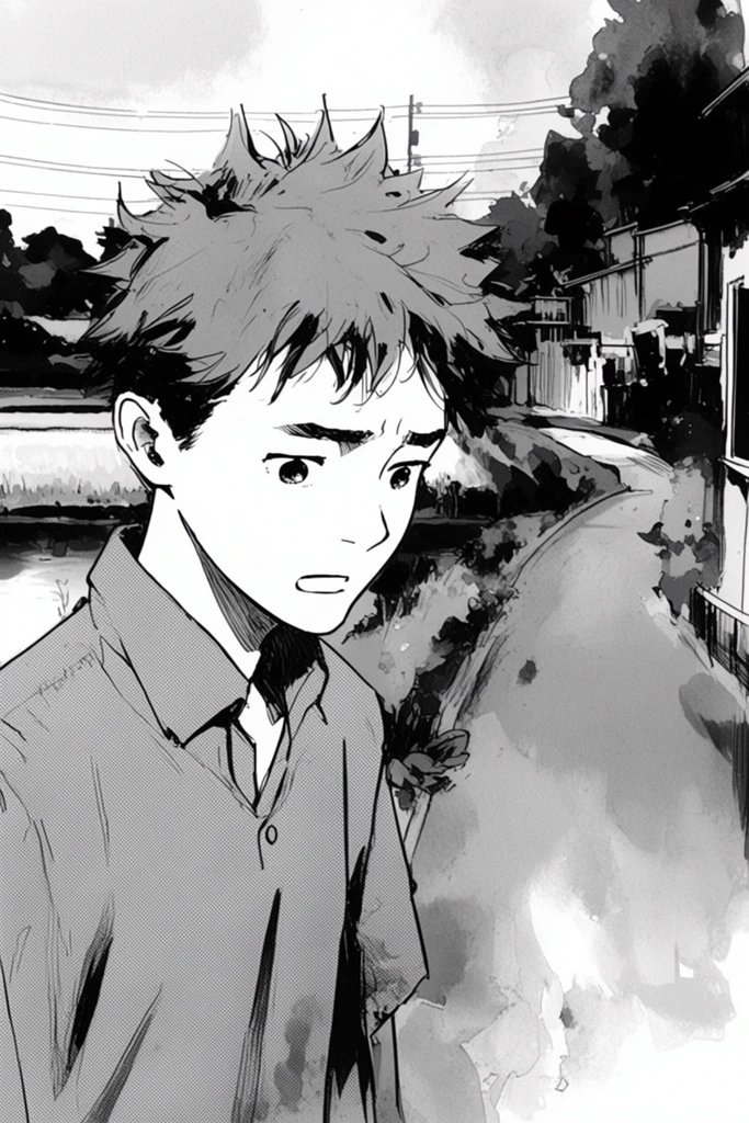 Monochrome Manga Noir style AI image example 2