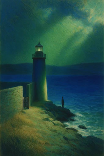 Nocturnal Ethereal Impressionism style reference image — deep indigo and emerald palette