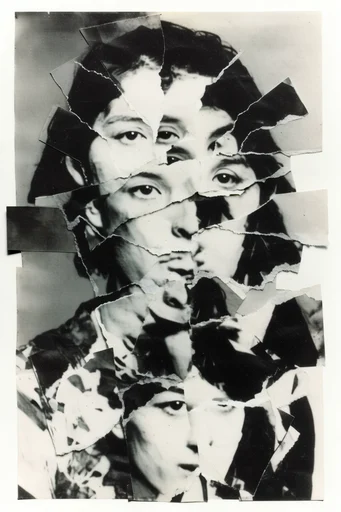 Deconstructed Monochrome Collage moodboard — generate AI images in this style