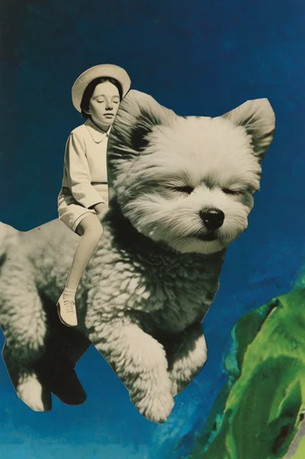 Surrealist Analog Montage style reference image — retro magazine aesthetic