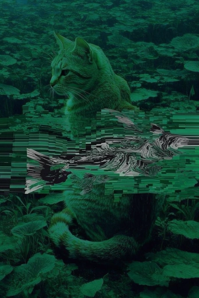 Digital Chlorophyll Glitch style AI image example 3