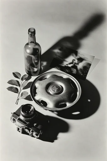 Monochromatic Surrealist Archive style reference image — surrealist collage