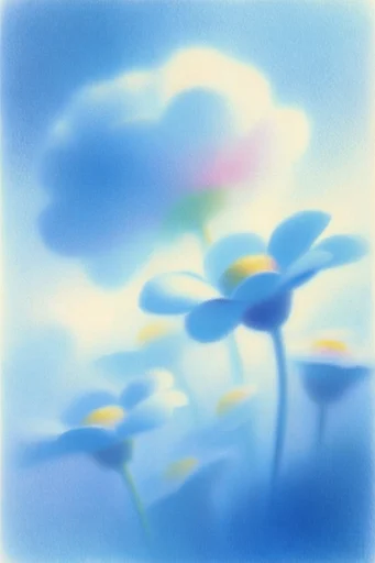 Nocturnal Ethereal Cyanotype style reference image — grainy paper texture