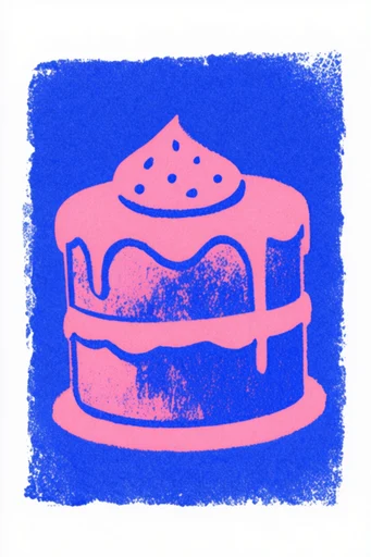 Vibrant Risograph Flux style reference image — minimalist pop art