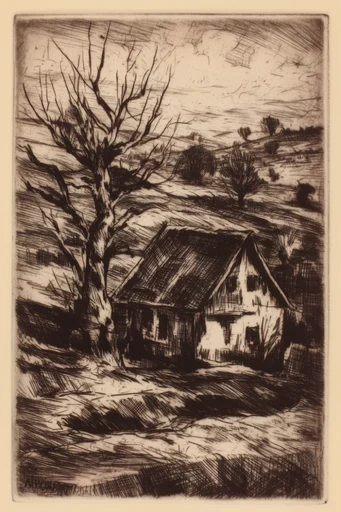 Classical Intaglio Monochromatism style reference image — aged parchment