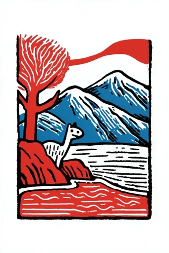 Graphic Mid-Century Whimsy style reference image — minimalist ink linework