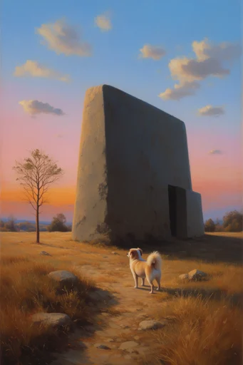 Surrealist Retro Pastoralism style reference image — nostalgic saturated palette