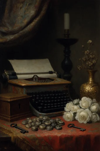Celestial Baroque Melancholy style reference image — chiaroscuro oil painting