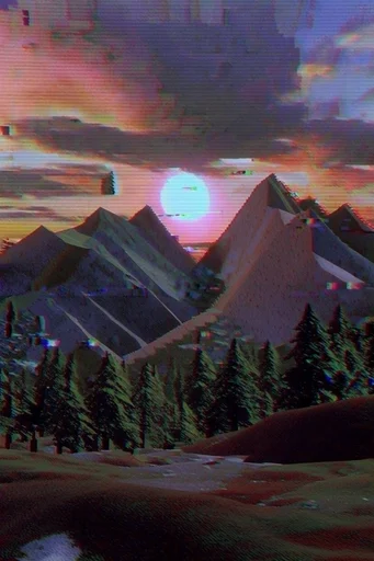 Retro-Digital Analog Glitch style reference image — low-poly 3D render