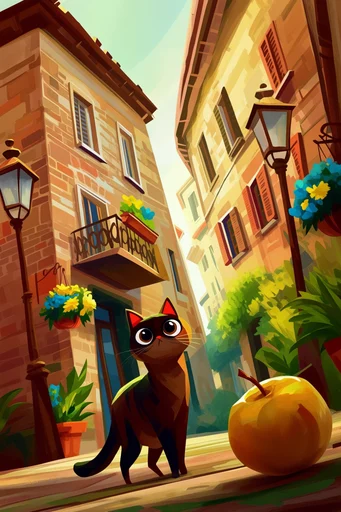 Sun-Drenched Illustrative Mediterranean style reference image — bold ink outlines