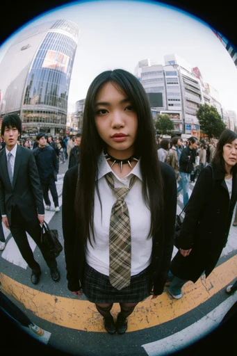 Dynamic Fisheye Nostalgia style reference image — analog film grain