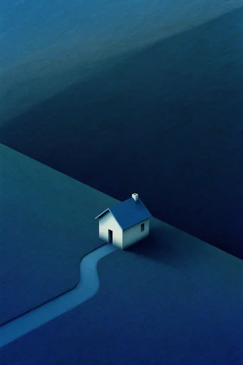 Melancholic Verdant Surrealism style reference image — high-angle aerial perspective