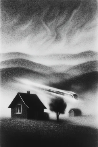 Nocturnal Monochrome Noir style AI image example 2