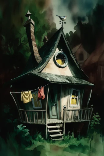 Dark Whimsical Storybook Surrealism style AI image example 4