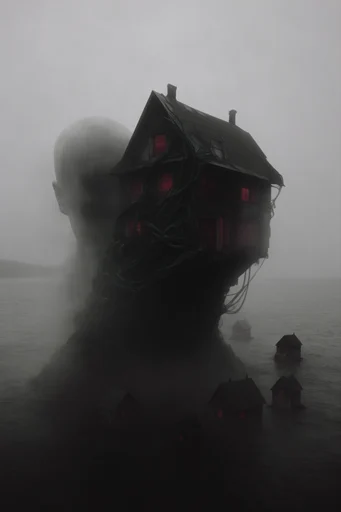Monochrome Surrealist Solitude style AI image example 4