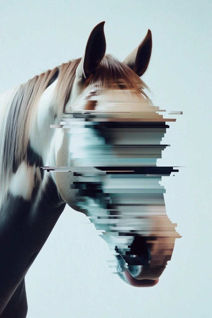 Minimalist Glitch Synthesis style AI image example 3