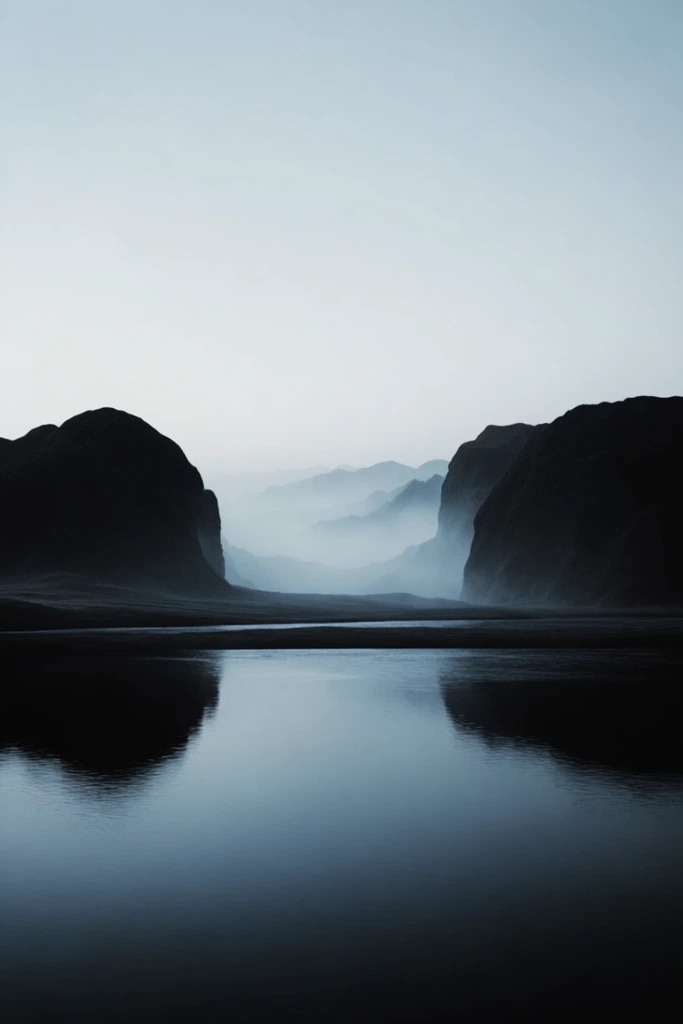 Monochromatic Abyssal Minimalism style AI image example 2