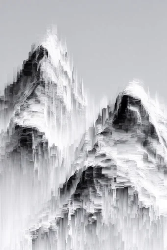 Monochromatic Digital Disintegration style reference image — monochromatic glitch art