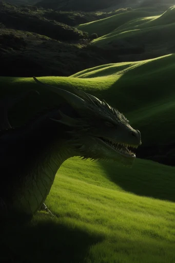 Minimalist Pastoral Chiaroscuro style reference image — rolling green hills