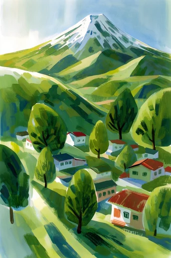 Sun-Drenched Gouache Vignettes style reference image — digital gouache style
