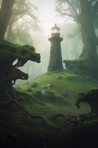 Ethereal Woodland Reverie style reference image — glowing emerald and sage palette