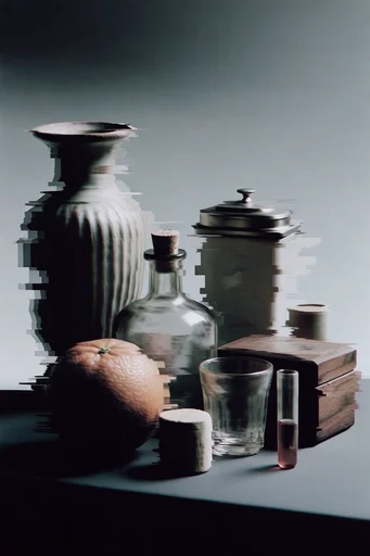 Monochrome Digital Decay style reference image — digital degradation