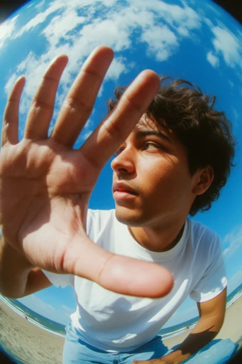 Sun-Soaked Fisheye Adventure style reference image — saturated sunlight