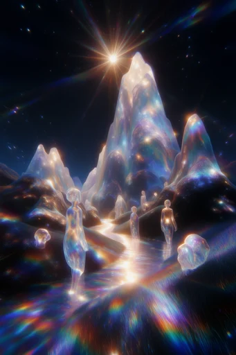 Ethereal Iridescent Futurism style reference image — iridescent liquid chrome