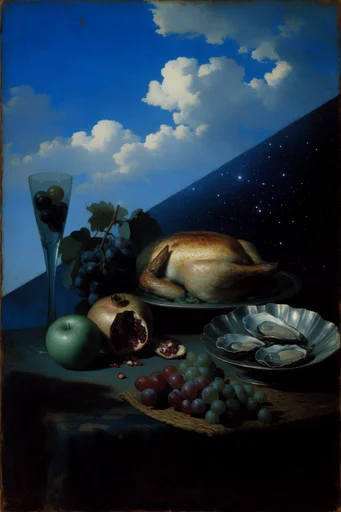 Celestial Dualistic Surrealism style reference image — cosmic surrealism