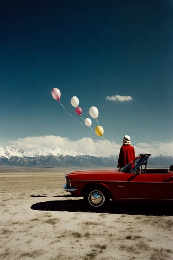 Cinematic Retro Surrealism style reference image — cinematic film photography