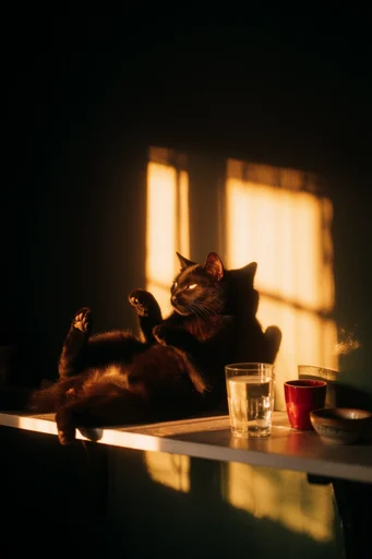 Cinematic Amber Noir style reference image — volumetric light shafts