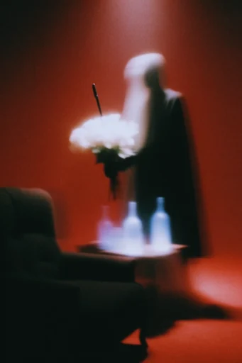 Ethereal Crimson Noir style reference image — glowing white light bloom
