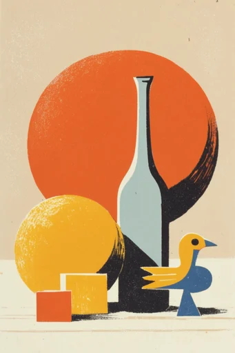 Textured Retro Folk Graphics style reference image — risograph texture