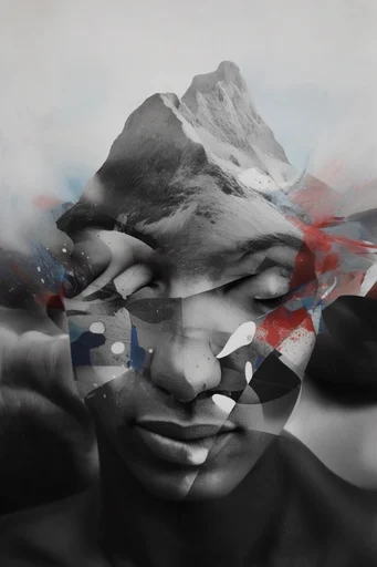 Fragmented Monochrome Surrealism style reference image — shutter drag