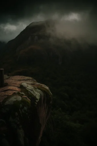 Earthy Atmospheric Realism style reference image — high-angle perspective