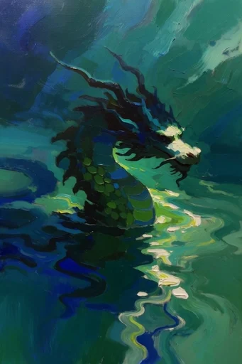 Nocturnal Impasto Tonalism style reference image — deep teal and emerald palette