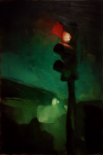 Nocturnal Impasto Tonalism style reference image — palette knife texture