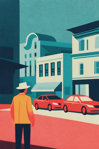 Modern Retro Printmaker style reference image — risograph texture