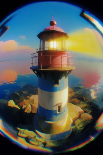 Distorted Chromatic Dreamscape style reference image — dynamic low-angle perspective