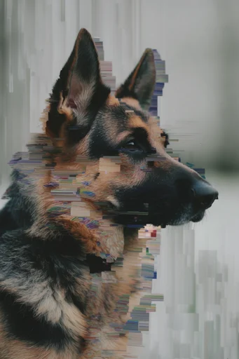 Synthetic Glitch Surrealism style reference image — VHS scanlines