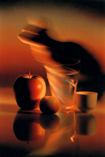 Kinetic Crimson Silhouette style reference image — vibrant motion blur