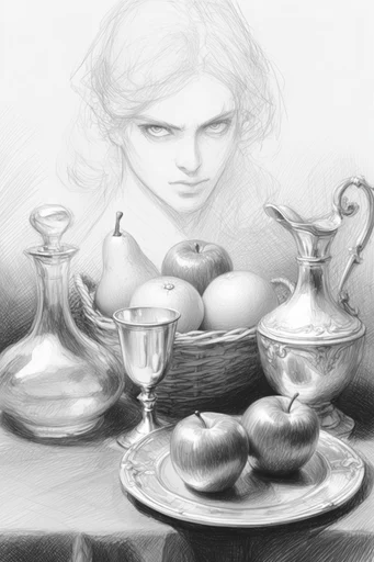 Raw Monochrome Sketchwork style reference image — expressive cross-hatching