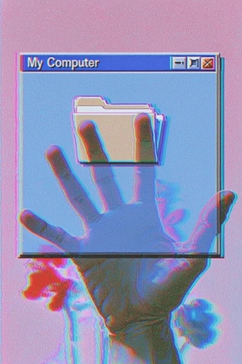 Nostalgic Glitch Dreamscape style reference image — chromatic aberration