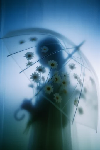 Ethereal Cyan Stipple style reference image — cyanotype aesthetic