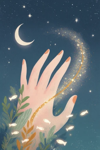 Nocturnal Mystical Whimsy style reference image — painterly grain texture